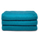 Moyaschucho baby alpaca wool blanket – a stack of three folded, fluffy teal blankets rests neatly, creating a soft, uniform texture against a plain white background