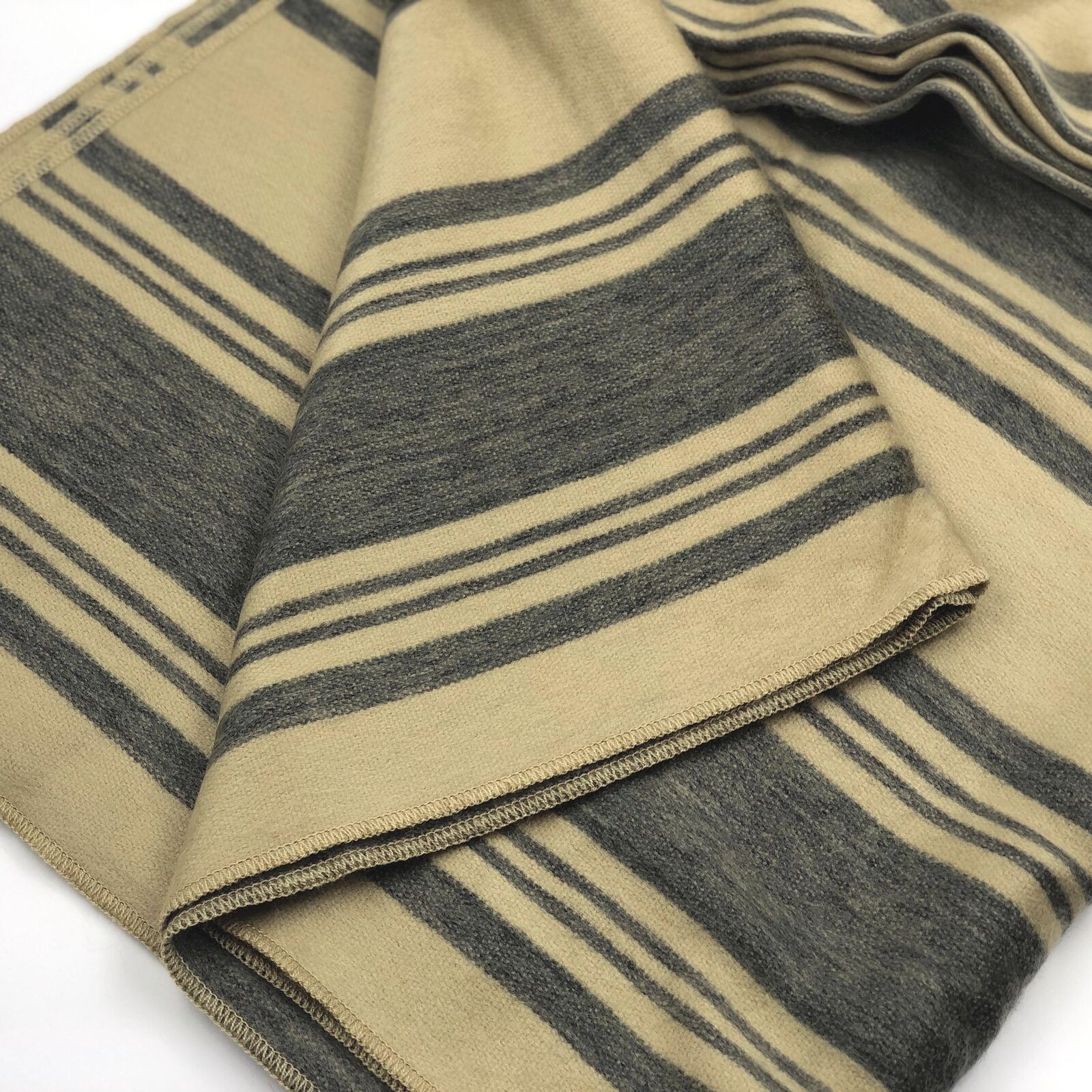 Chalua - Baby Alpaca Wool Throw Blanket / Sofa Cover - Queen 97" x 61" - Striped Pattern Dijon