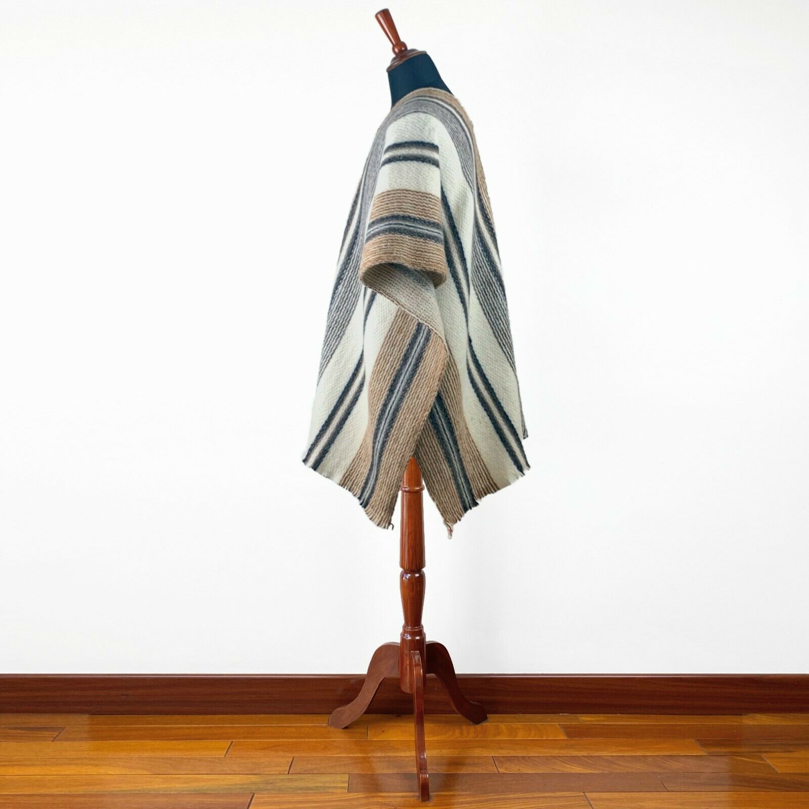 Llama Wool Unisex South American Handwoven Serape Poncho - striped pattern