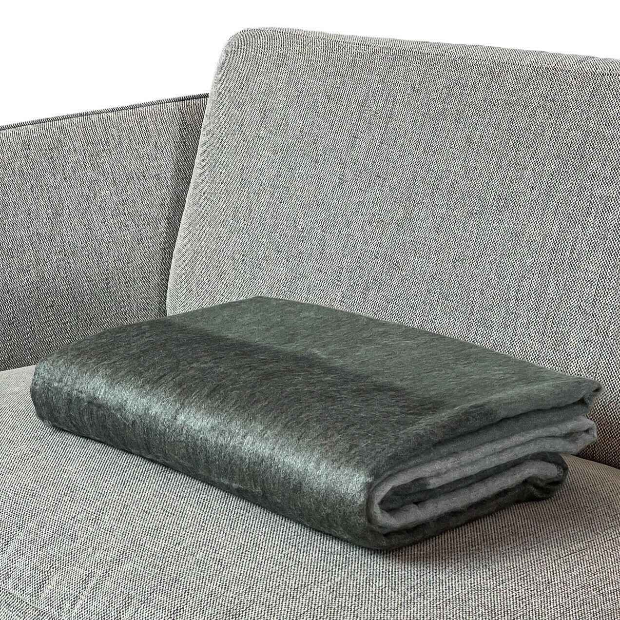 Soft & Warm Baby Alpaca Wool Throw Blanket / Sofa Cover - Queen 96" x 64" - shades of grey pattern