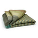 Cojitambo alpaca wool throw blanket – a folded blanket displays multicolored horizontal stripes, including shades of green, blue, and red, set against a plain, white background
