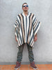 Llama Wool Unisex South American Handwoven Poncho - striped pattern