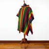 Load image into Gallery viewer, Llama Wool Unisex South American Handwoven Hooded Poncho - striped with diamonds pattern rasta/hippie