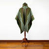 Load image into Gallery viewer, Mayaicu - Llama Wool Unisex South American Handwoven Thick Hooded Poncho - striped - olive green