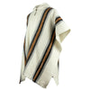 Pullaguari - Llama Wool Unisex South American Handwoven Poncho - white - striped pattern