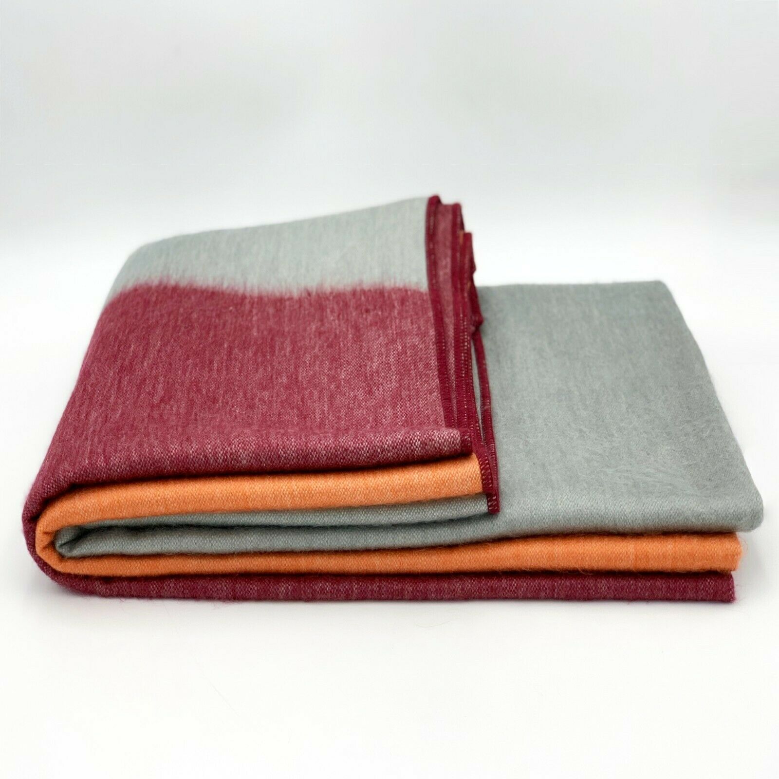 Cuchihuasi - Baby Alpaca Wool Throw Blanket / Sofa Cover - Queen 98" x 63" - Burgundy/Gray/Orange