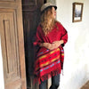 Load image into Gallery viewer, Lightweight Thin Alpaca Wool UNISEX Ruana Cape Poncho/Shawl - Red with authentic pattern