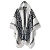 Load image into Gallery viewer, Cuyuja - Lightweight Baby Alpaca Fringed Hooded Poncho - White With Black Diamonds Pattern - Unisex