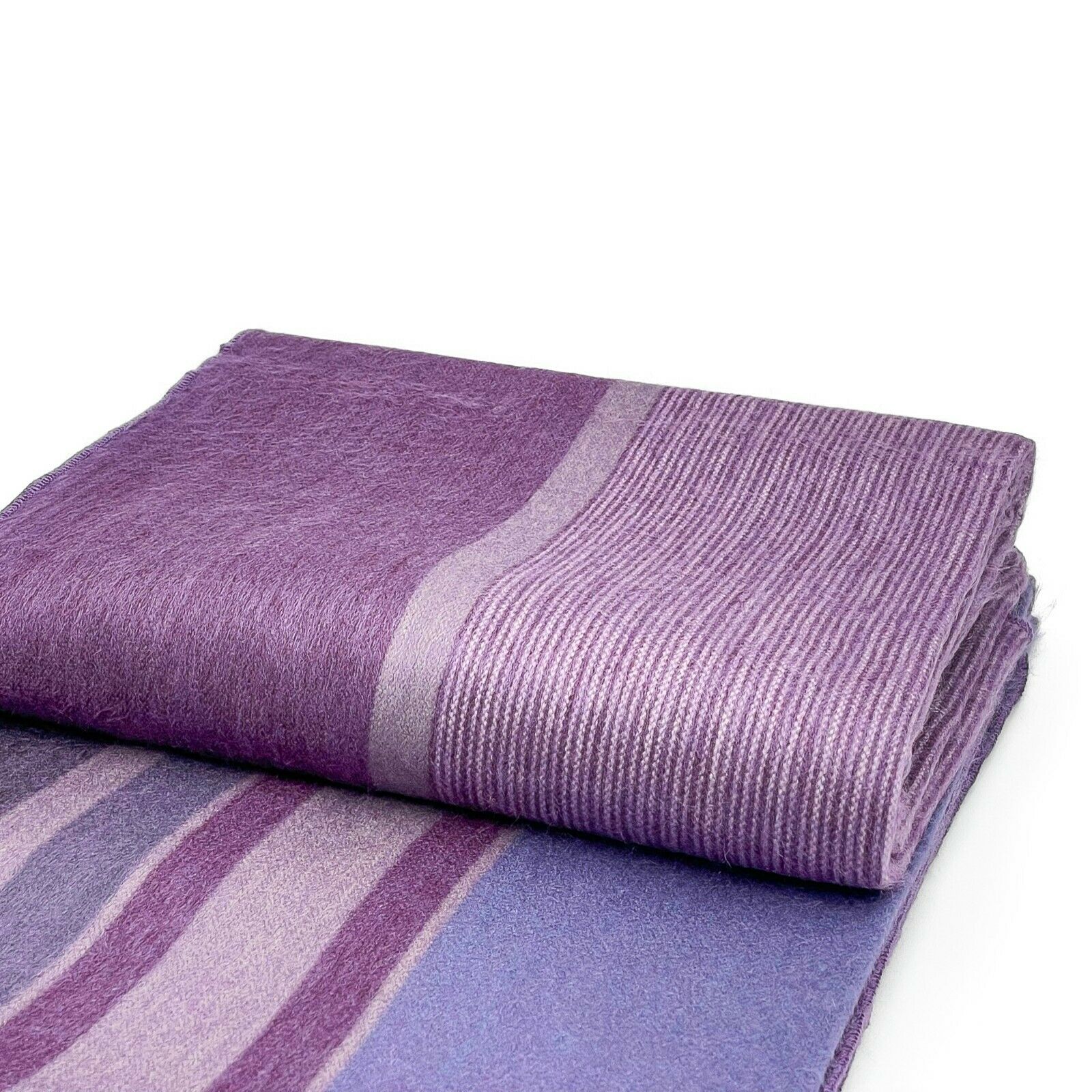 Chuquipata - Baby Alpaca Wool Throw Blanket / Sofa Cover - Queen 96" x 68" - striped purple