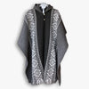 Llama Wool Unisex South American Handwoven Hooded Poncho - black/dark gray with diamonds pattern