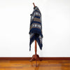 Nangaritza - Alpaca wool Serape Poncho with scarf - Piranha pattern - Navy Blue - Unisex