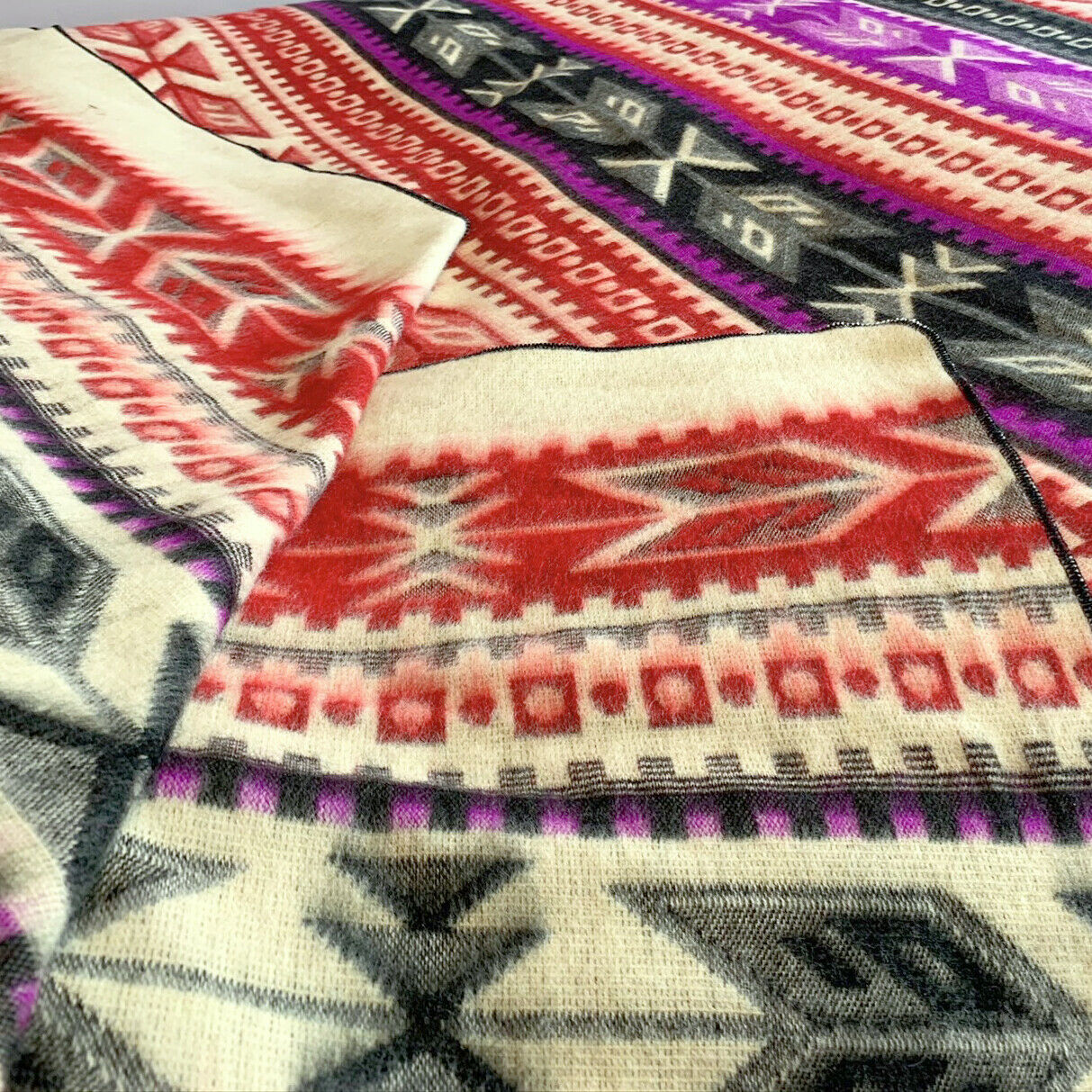Guambupe - Baby Alpaca Blanket - Extra Large - Aztec Southwest Pattern - Purple