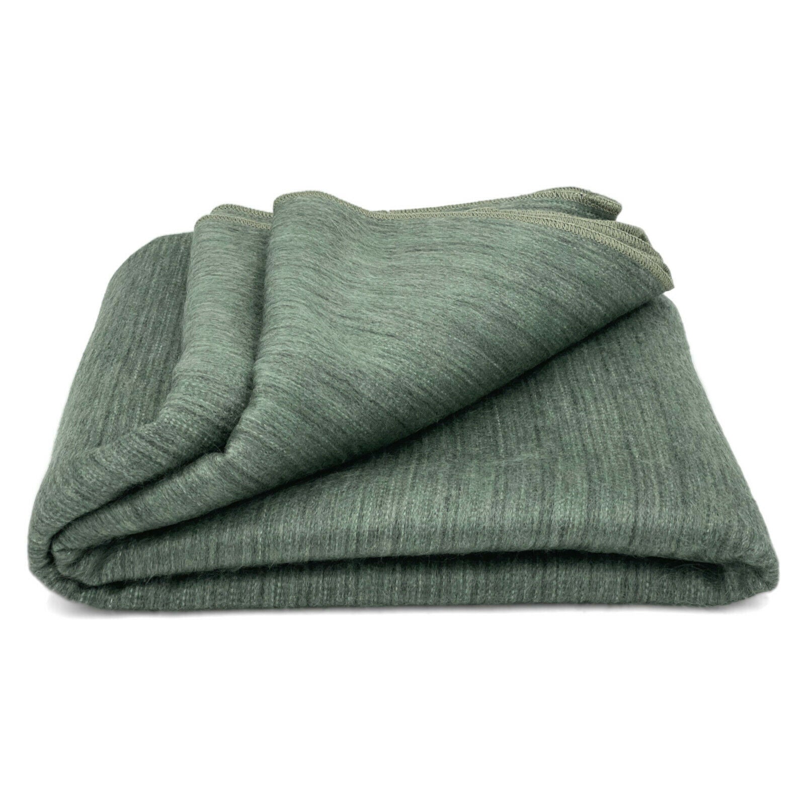 Pituca - Baby Alpaca Wool Throw Blanket / Sofa Cover - Queen 93" x 67" - solid green mica pattern