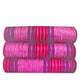 Cayetana baby alpaca wool blanket – three folded blanket featuring pink and red stripes are stacked neatly, with a white background providing contrast to their vibrant colors