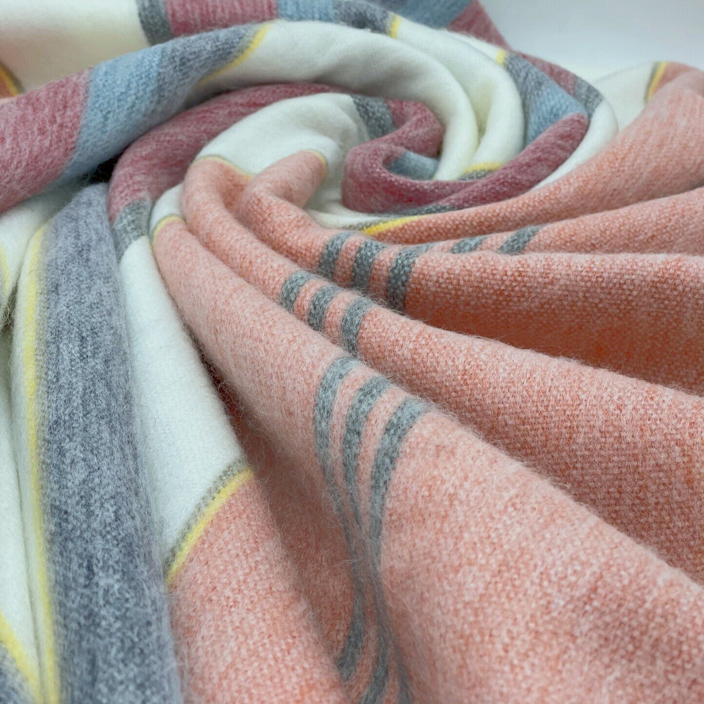 Rucu - Baby Alpaca Wool Throw Blanket / Sofa Cover - Queen 95" x 63" - multi colored stripes pattern