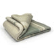 Deleg baby alpaca wool blanket – a folded, soft wool blanket featuring a green and beige striped pattern rests neatly on a plain white background