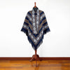 Load image into Gallery viewer, Nangaritza - Alpaca wool Serape Poncho with scarf - Piranha pattern - Navy Blue - Unisex