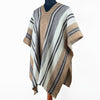 Llama Wool Unisex South American Handwoven Serape Poncho - striped pattern