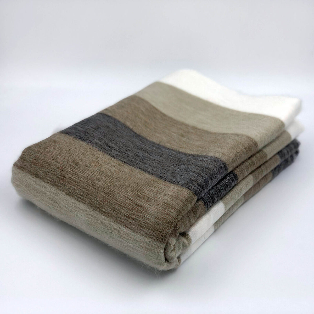 Baby Alpaca Wool Throw Blanket Queen - Mogato - thick stripes pattern ...