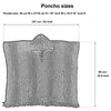 Llama Wool Unisex Handwoven Hooded Poncho - wavy striped gray pattern - pocket