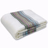 Soft & Warm Baby Alpaca Wool Throw Blanket / Sofa Cover - Queen/Queen PLUS - white with thin stripes pattern