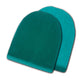 Two turquoise arch-shaped felt pads overlap slightly on a plain white background, resting flatly, showcasing their texture and vibrant color.