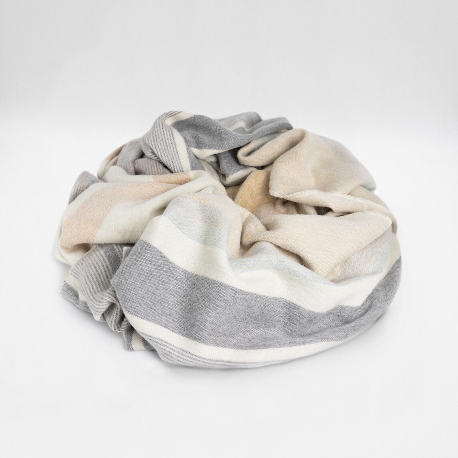 Yankuam - Baby Alpaca Wool Throw Blanket / Sofa Cover - Queen/Queen PLUS - earth sand stripes pattern