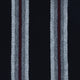 Vertical striped fabric featuring alternating light gray stripes with thin red accents, set against a black background, showcasing a pattern typically used in clothing or upholstery.