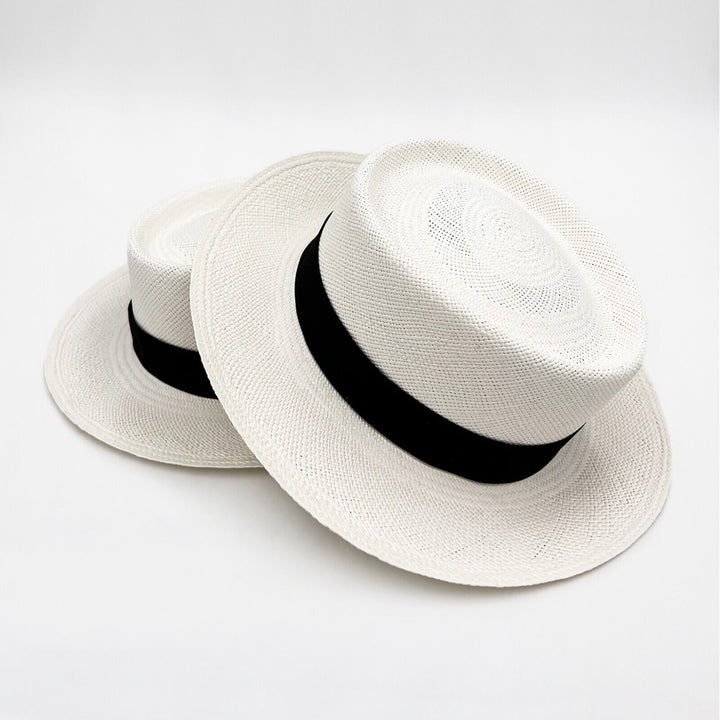 Genuine Planter Panama Hat Handwoven In Ecuador - Round Flat Crown