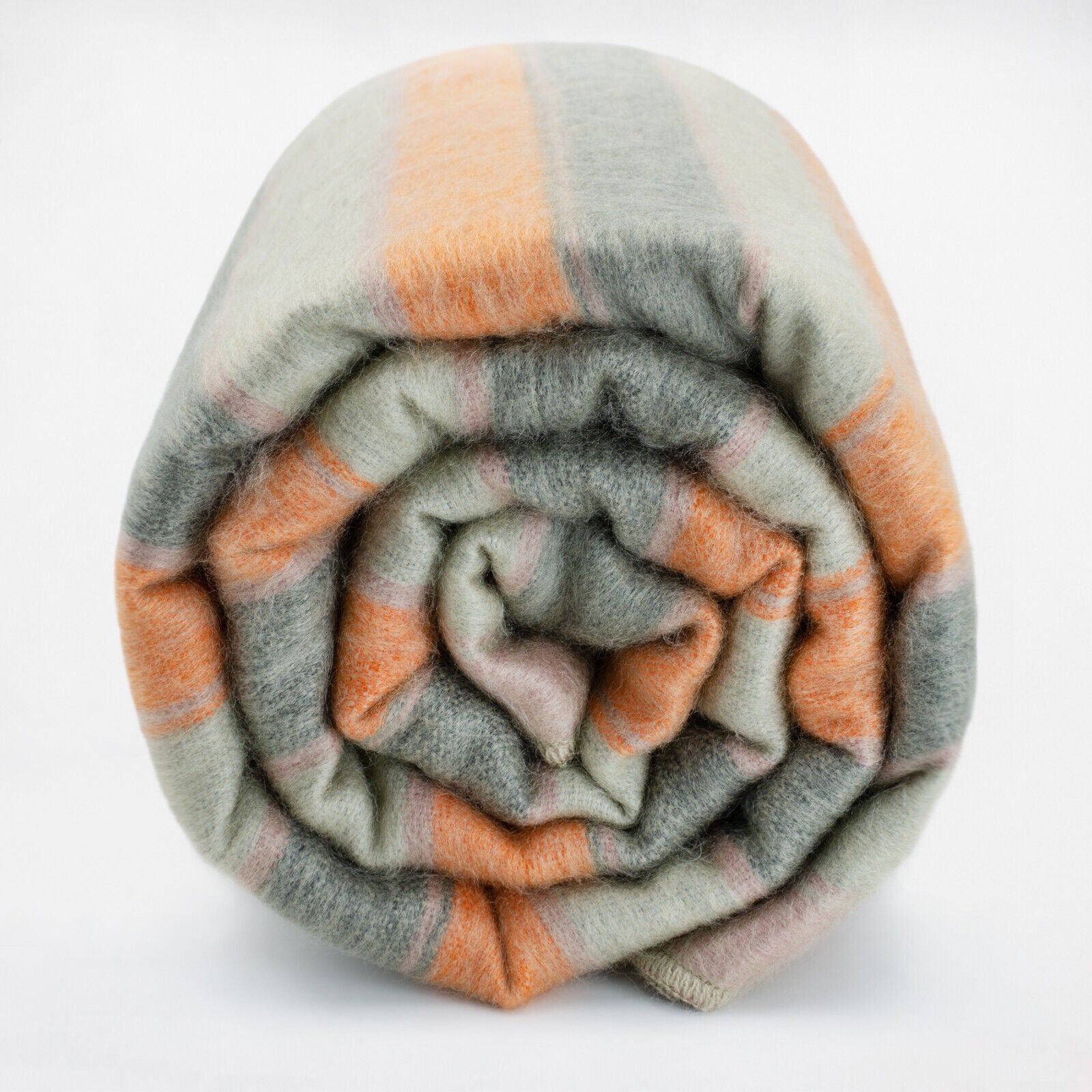 Tumbunuma - Baby Alpaca Wool Throw Blanket / Sofa Cover - Queen 95 x 67 in - harvest moon - orange/light/dark gray