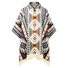 Yambaca - Baby Alpaca wool Unisex Hooded Poncho Pullover S-XXL - gray - Aztec pattern