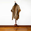 Ayamtai - Llama Wool Unisex South American Handwoven Hooded Poncho - brown striped pattern