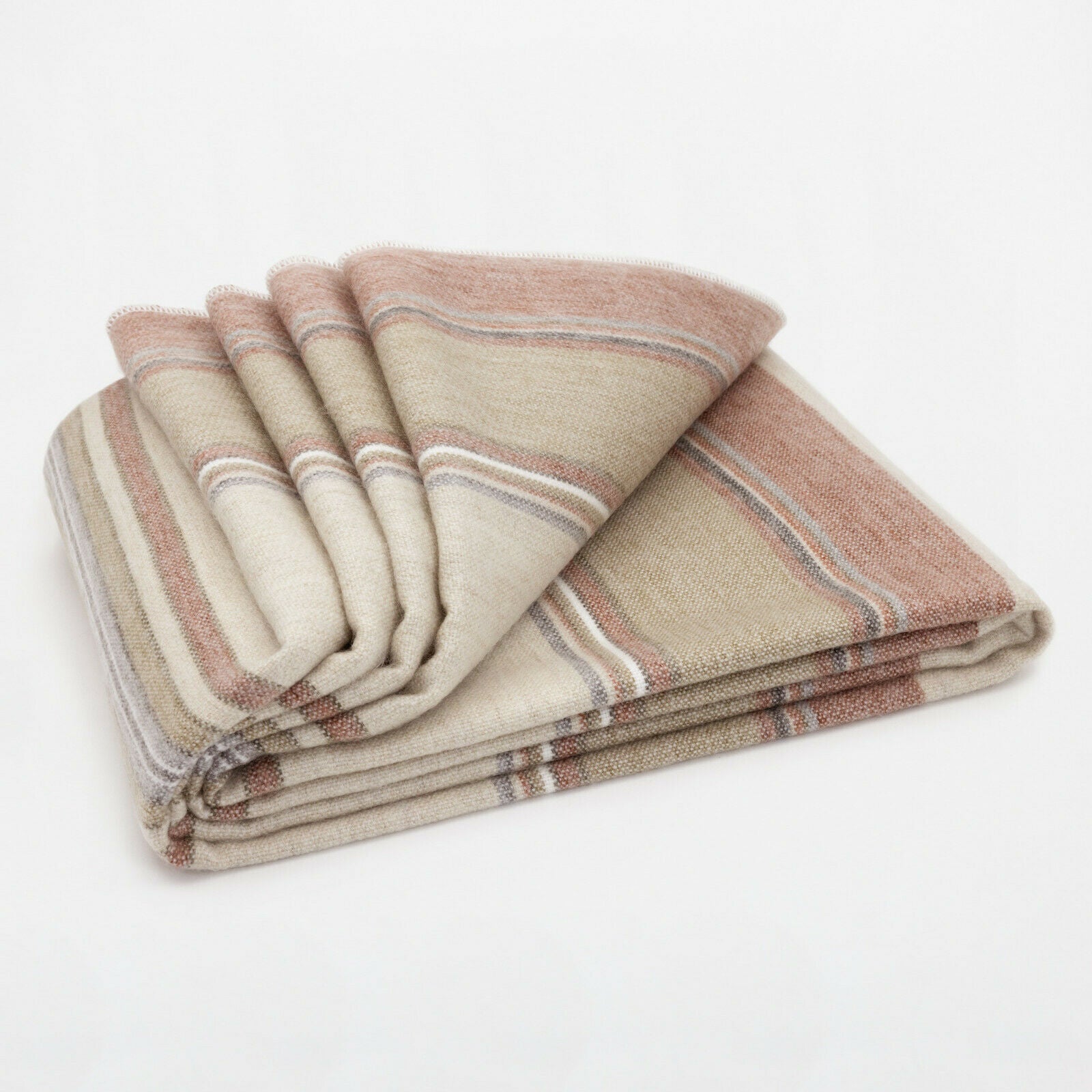 Zhumir - Baby Alpaca Wool Throw Blanket / Sofa Cover - Queen 95" x 66" - earthy stripes pattern
