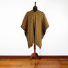Llama Wool Unisex South American Handwoven Serape Poncho - thin stripes - brown