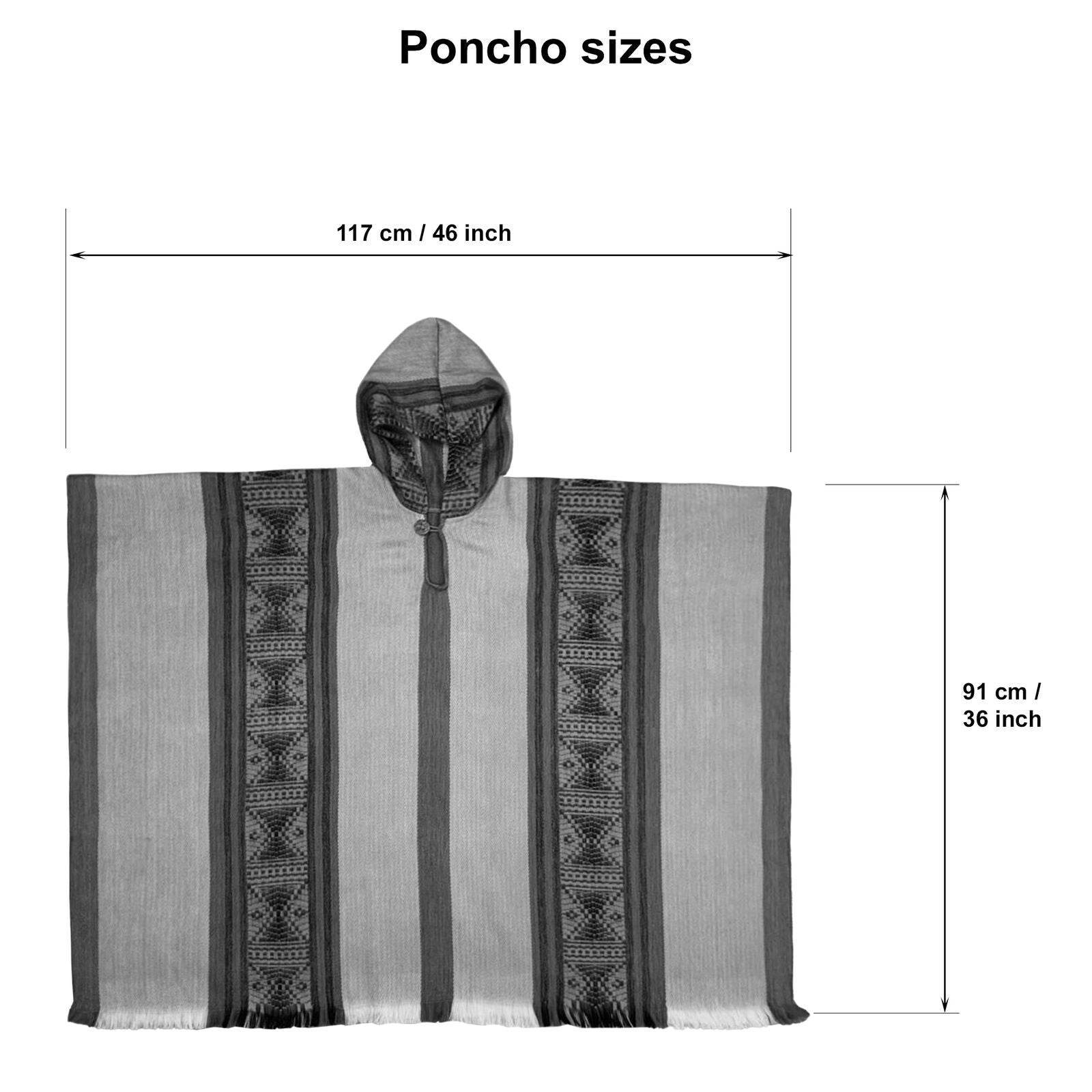 Encanto inspired Bruno Madrigal baby alpaca hooded poncho costume - geometric pattern - Adult size