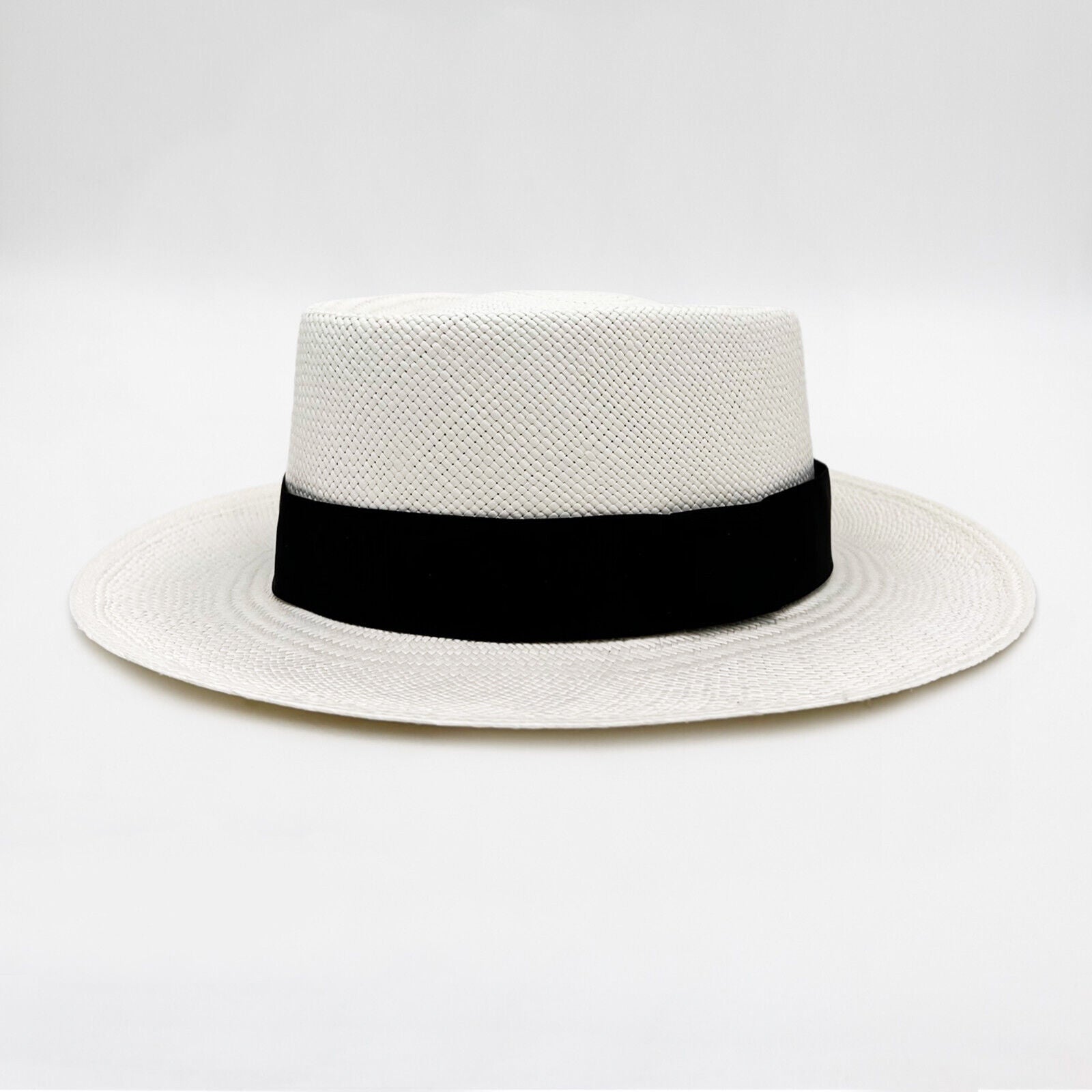 Genuine Planter Panama Hat Handwoven In Ecuador - Round Flat Crown
