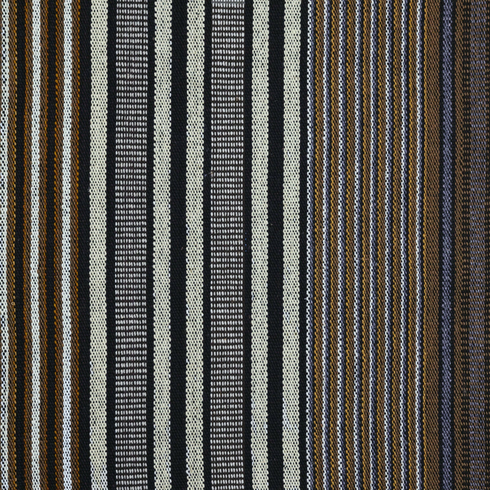 Yacuambi - Llama Wool Unisex South American Handwoven Thick Serape Poncho - striped - brown/gray