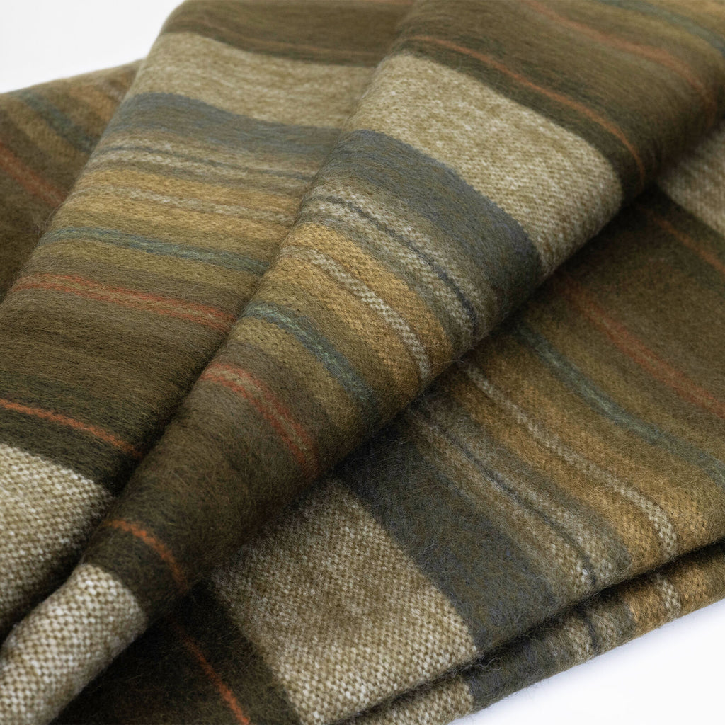 Baby Alpaca Queen Throw stripes ECUALAMA Blanket – coffee mix thin pattern - Wool