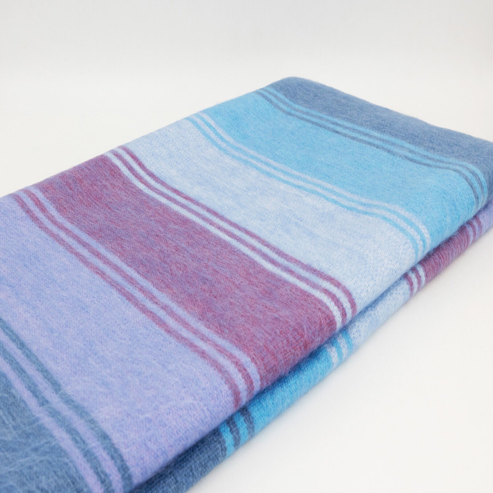 Tinizaray - Baby Alpaca Wool Throw Blanket / Sofa Cover - Queen 95 x 67 in - purple/turquoise colors