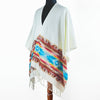 Load image into Gallery viewer, Lightweight Thin Alpaca Wool UNISEX Ruana Cape Poncho/Shawl - White with authentic pattern