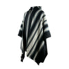 Miasi - Llama Wool Unisex South American Handwoven Thick Hooded Poncho - striped - black
