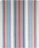 Pindo baby alpaca wool blanket – striped fabric displaying alternating wide and narrow vertical stripes in shades of blue, red, beige, and white. The pattern creates a consistent, repeating design across the surface