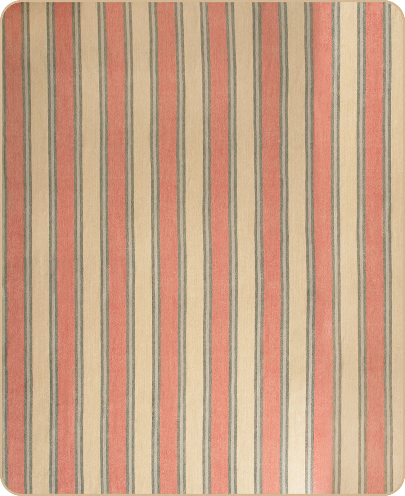 Palanda - Baby Alpaca Wool Throw Blanket / Sofa Cover - Queen 95" x 67" - cream crimson stripes pattern