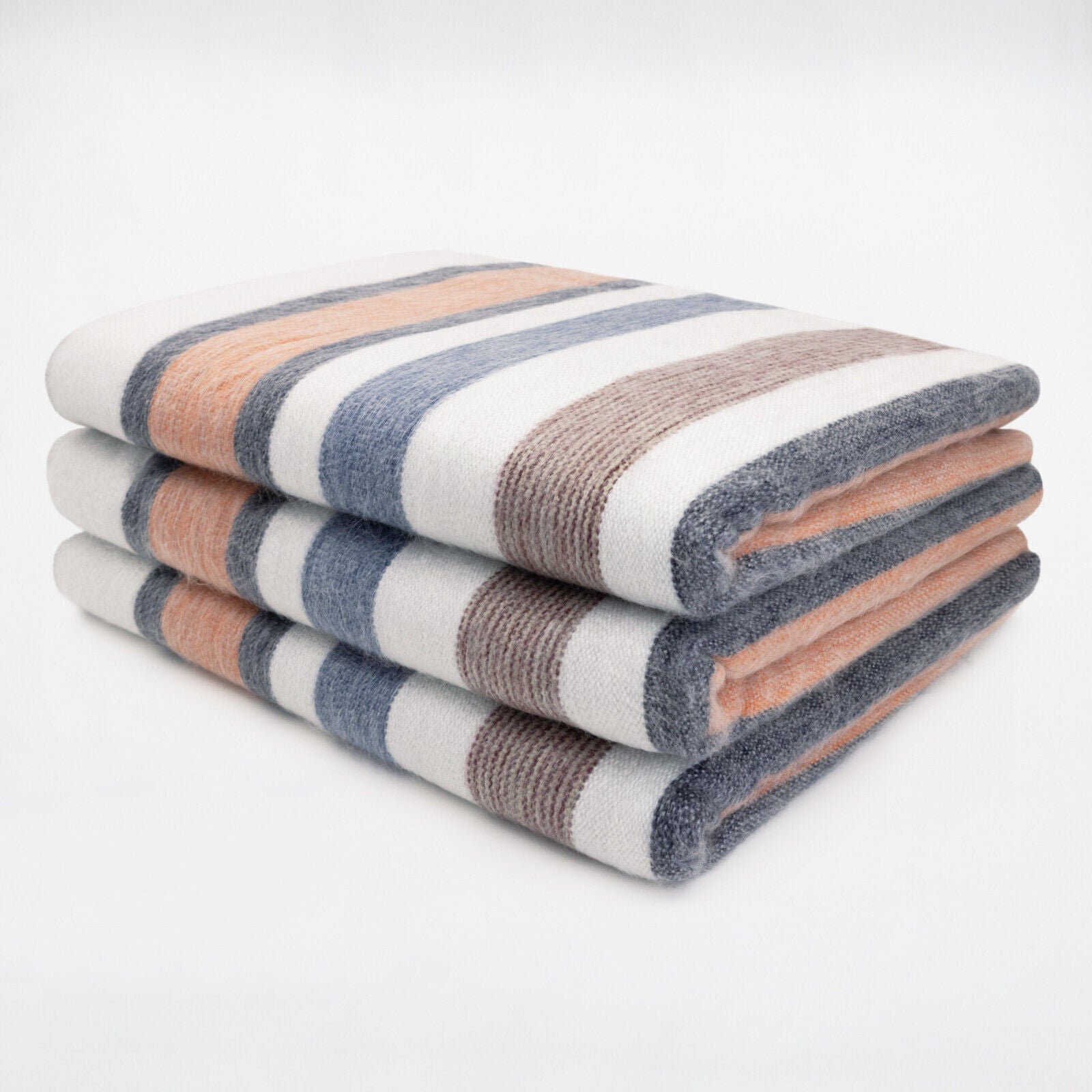 Sopoto - Baby Alpaca Wool Throw Blanket / Sofa Cover - Queen 95 x 67 in - orange pastel colors