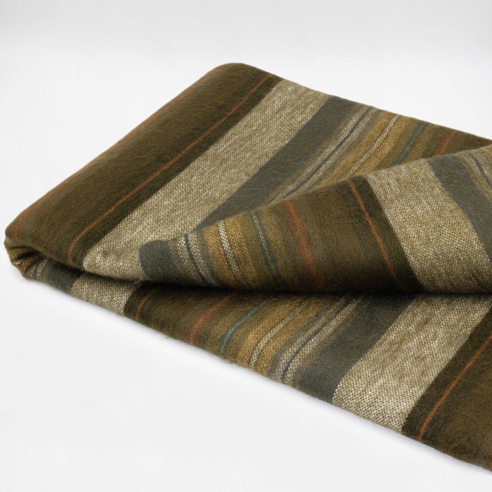 Atocha - Baby Alpaca Wool Throw Blanket / Sofa Cover - Queen 90" x 63" - coffee mix thin stripes pattern