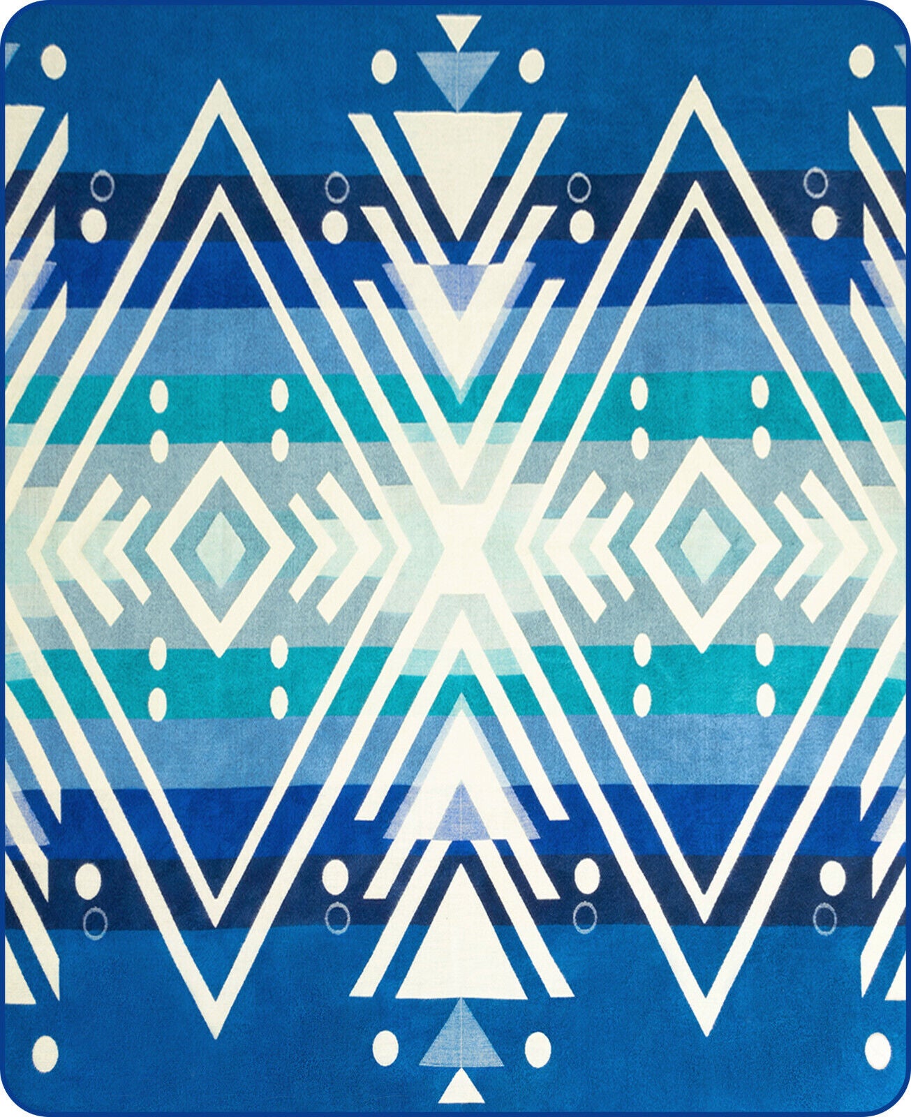 Bobonaza - Baby Alpaca Blanket - Thick Extra Large Reversible - Aztec Southwest Pattern Blue