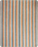 Tumbunuma baby alpaca wool blanket – a fabric pattern features vertical stripes in alternating orange, light gray, and dark teal shades, creating a repeating design with a soft, textured appearance