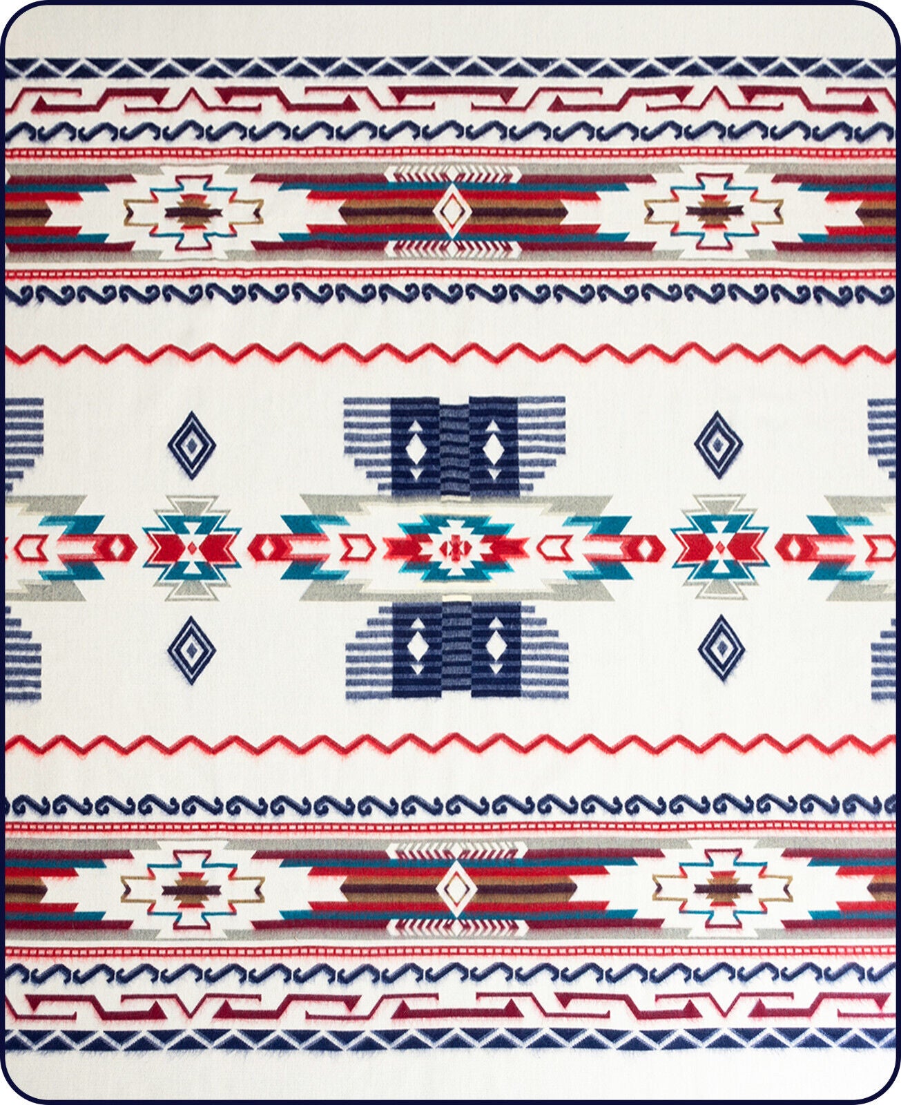 Cochasqui - Baby Alpaca Blanket - Extra Large - reversible Aztec Southwest Pattern - Blue