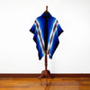 Wuachapa - Llama Wool Unisex South American Handwoven Hooded Poncho - adults/kids sizes - turquoise blue striped pattern