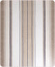 Yacoubina baby alpaca wool blanket – a rectangular fabric with vertical beige, gray, and white stripes displayed against a plain background. The design exhibits uniform alternating colors, creating a simple, modern pattern